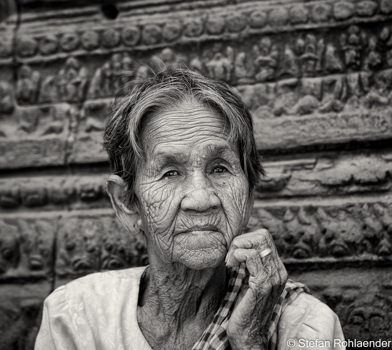 Lady at a temple south of Phnom Penh